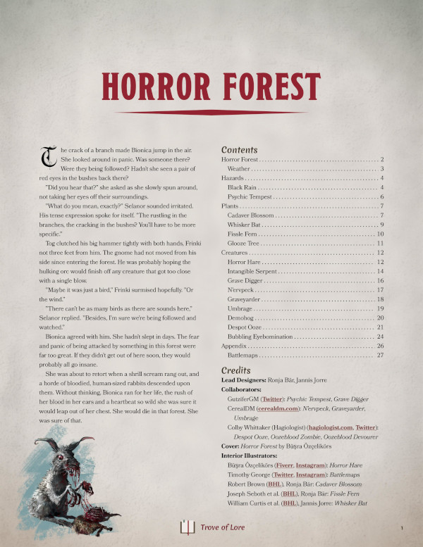 The cover for: Horror Forest — A gruesome fantasy biome.