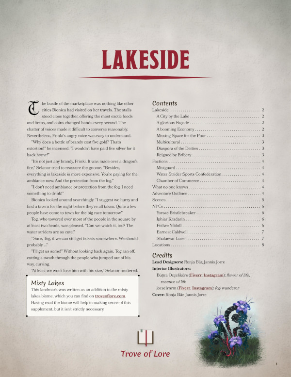 The cover for: Lakeside — A Misty Lakes city.