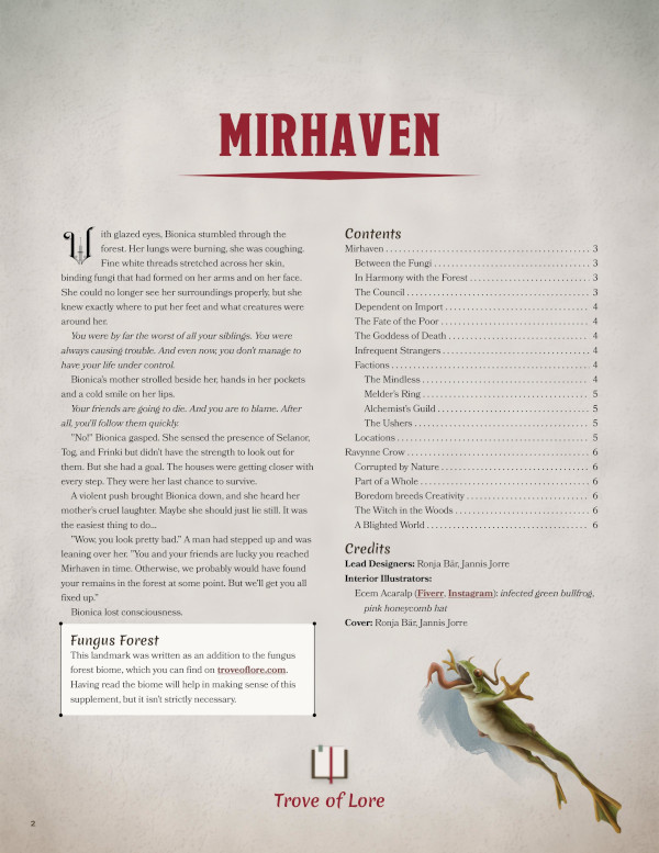 The cover for: Mirhaven — A Fungus Forest town.