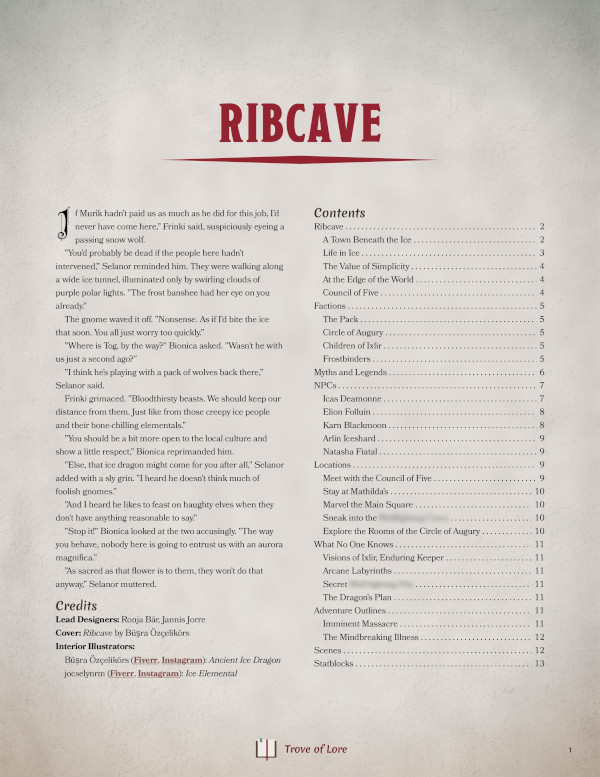 The cover for: Ribcave — An underground Ice Plains town.