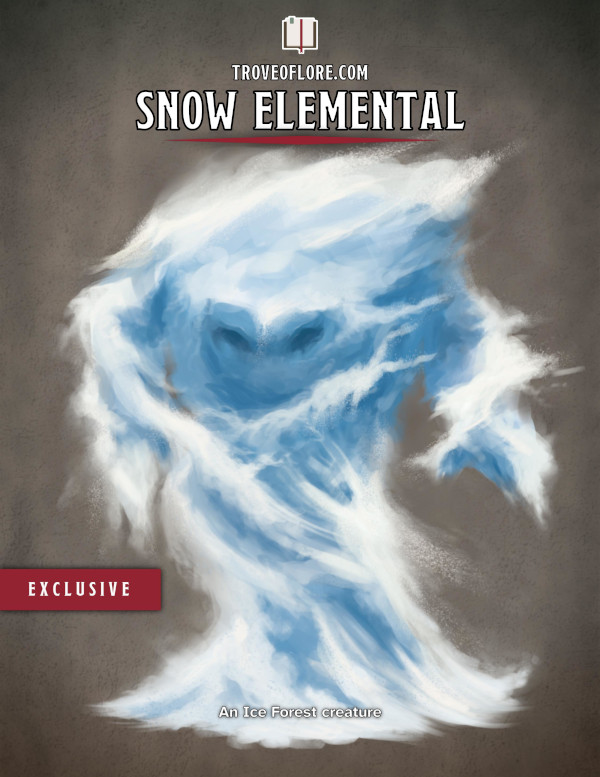 The cover for: Snow Elemental — An Ice Forest creature.