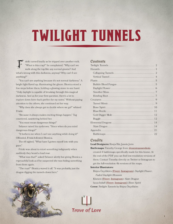 The cover for: Twilight Tunnels — A subterranean fantasy biome.